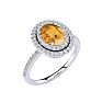 1 1/2 Carat Oval Shape Citrine and Double Halo Diamond Ring In 14 Karat White Gold Image-2