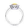 1 1/2 Carat Oval Shape Citrine and Double Halo Diamond Ring In 14 Karat White Gold Image-3