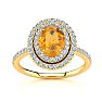 1 1/2 Carat Oval Shape Citrine and Double Halo Diamond Ring In 14 Karat Yellow Gold Image-1