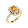 1 1/2 Carat Oval Shape Citrine and Double Halo Diamond Ring In 14 Karat Yellow Gold Image-2