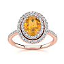 1 1/2 Carat Oval Shape Citrine and Double Halo Diamond Ring In 14 Karat Rose Gold Image-1