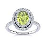 1 3/4 Carat Oval Shape Peridot and Double Halo Diamond Ring In 14 Karat White Gold Image-1