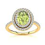 1 3/4 Carat Oval Shape Peridot and Double Halo Diamond Ring In 14 Karat Yellow Gold Image-1