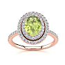 1 3/4 Carat Oval Shape Peridot and Double Halo Diamond Ring In 14 Karat Rose Gold Image-1