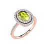 1 3/4 Carat Oval Shape Peridot and Double Halo Diamond Ring In 14 Karat Rose Gold Image-2