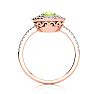 1 3/4 Carat Oval Shape Peridot and Double Halo Diamond Ring In 14 Karat Rose Gold Image-3