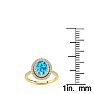 1 3/4 Carat Oval Shape Blue Topaz and Double Halo Diamond Ring In 14 Karat Yellow Gold Image-4