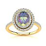 1-3/4 Carat Oval Shape Mystic Topaz Ring With Double Diamond Halo In 14 Karat Yellow Gold Image-1