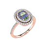 1-3/4 Carat Oval Shape Mystic Topaz Ring With Double Diamond Halo In 14 Karat Rose Gold Image-2