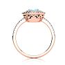 Aquamarine Ring: Aquamarine Jewelry: 1 1/2 Carat Oval Shape Aquamarine and Double Halo Diamond Ring In 14 Karat Rose Gold Image-3