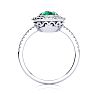 1 1/2 Carat Oval Shape Emerald and Double Halo Diamond Ring In 14 Karat White Gold Image-3