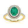 1 1/2 Carat Oval Shape Emerald and Double Halo Diamond Ring In 14 Karat Yellow Gold Image-1
