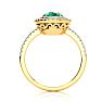 1 1/2 Carat Oval Shape Emerald and Double Halo Diamond Ring In 14 Karat Yellow Gold Image-3