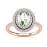 1 1/2 Carat Oval Shape Green Amethyst and Double Halo Diamond Ring In 14 Karat Rose Gold Image-1