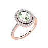 1 1/2 Carat Oval Shape Green Amethyst and Double Halo Diamond Ring In 14 Karat Rose Gold Image-2