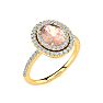 1-1/2 Carat Oval Shape Morganite and Double Halo Diamond Ring In 14 Karat Yellow Gold Image-2