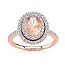 1-1/2 Carat Oval Shape Morganite and Double Halo Diamond Ring In 14 Karat Rose Gold Image-1