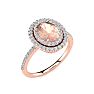 1-1/2 Carat Oval Shape Morganite and Double Halo Diamond Ring In 14 Karat Rose Gold Image-2