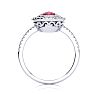 2 Carat Oval Shape Ruby and Double Halo Diamond Ring In 14 Karat White Gold Image-3