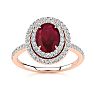 2 Carat Oval Shape Ruby and Double Halo Diamond Ring In 14 Karat Rose Gold Image-1