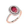 2 Carat Oval Shape Ruby and Double Halo Diamond Ring In 14 Karat Rose Gold Image-2
