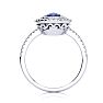 2 Carat Oval Shape Sapphire and Double Halo Diamond Ring In 14 Karat White Gold Image-3