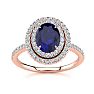 2 Carat Oval Shape Sapphire and Double Halo Diamond Ring In 14 Karat Rose Gold Image-1