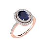 2 Carat Oval Shape Sapphire and Double Halo Diamond Ring In 14 Karat Rose Gold Image-2