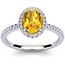 1 1/4 Carat Oval Shape Citrine and Halo Diamond Ring In 14 Karat White Gold Image-1