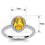 1 1/4 Carat Oval Shape Citrine and Halo Diamond Ring In 14 Karat White Gold Image-5