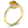 1 1/4 Carat Oval Shape Citrine and Halo Diamond Ring In 14 Karat Yellow Gold Image-2