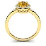 1 1/4 Carat Oval Shape Citrine and Halo Diamond Ring In 14 Karat Yellow Gold Image-3