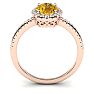 1 1/4 Carat Oval Shape Citrine and Halo Diamond Ring In 14 Karat Rose Gold Image-3