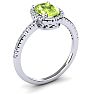 1 1/2 Carat Oval Shape Peridot and Halo Diamond Ring In 14 Karat White Gold Image-2