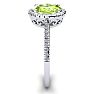 1 1/2 Carat Oval Shape Peridot and Halo Diamond Ring In 14 Karat White Gold Image-4