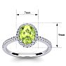 1 1/2 Carat Oval Shape Peridot and Halo Diamond Ring In 14 Karat White Gold Image-5