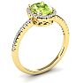 1 1/2 Carat Oval Shape Peridot and Halo Diamond Ring In 14 Karat Yellow Gold Image-2