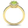 1 1/2 Carat Oval Shape Peridot and Halo Diamond Ring In 14 Karat Yellow Gold Image-3
