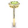 1 1/2 Carat Oval Shape Peridot and Halo Diamond Ring In 14 Karat Yellow Gold Image-4