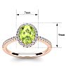 1 1/2 Carat Oval Shape Peridot and Halo Diamond Ring In 14 Karat Rose Gold Image-5
