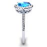 1 3/4 Carat Oval Shape Blue Topaz and Halo Diamond Ring In 14 Karat White Gold Image-4