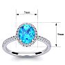 1 3/4 Carat Oval Shape Blue Topaz and Halo Diamond Ring In 14 Karat White Gold Image-5