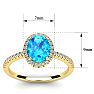 1 3/4 Carat Oval Shape Blue Topaz and Halo Diamond Ring In 14 Karat Yellow Gold Image-5