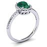 1 1/3 Carat Oval Shape Emerald and Halo Diamond Ring In 14 Karat White Gold Image-2