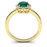 1 1/3 Carat Oval Shape Emerald and Halo Diamond Ring In 14 Karat Yellow Gold Image-3