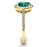 1 1/3 Carat Oval Shape Emerald and Halo Diamond Ring In 14 Karat Yellow Gold Image-4