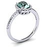 1 1/4 Carat Oval Shape Green Amethyst and Halo Diamond Ring In 14 Karat White Gold Image-2