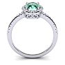 1 1/4 Carat Oval Shape Green Amethyst and Halo Diamond Ring In 14 Karat White Gold Image-3