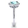 1 1/4 Carat Oval Shape Green Amethyst and Halo Diamond Ring In 14 Karat White Gold Image-4