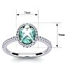 1 1/4 Carat Oval Shape Green Amethyst and Halo Diamond Ring In 14 Karat White Gold Image-5